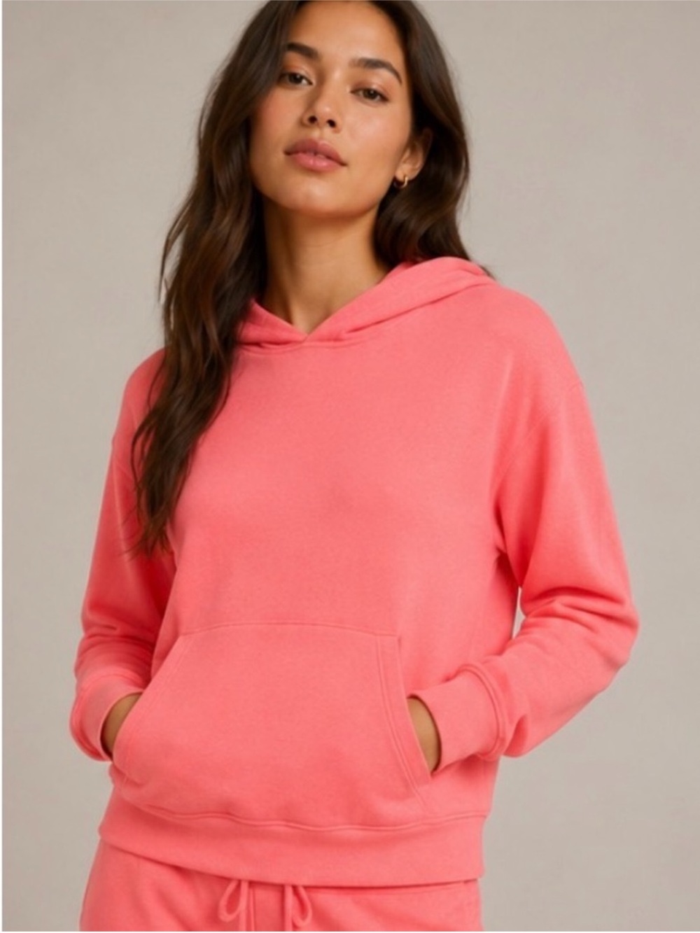 SKIMS Modal French Terry Classic Hoodie Coral Pink Women’s Small